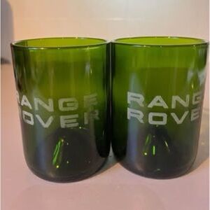 Recycled Green Bottle 8 Oz Glasses Range Rover Logo Lazer Engraved Set of Two